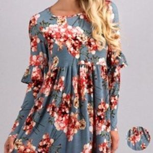 Ladies Floral Dress with Ruffle sleeves